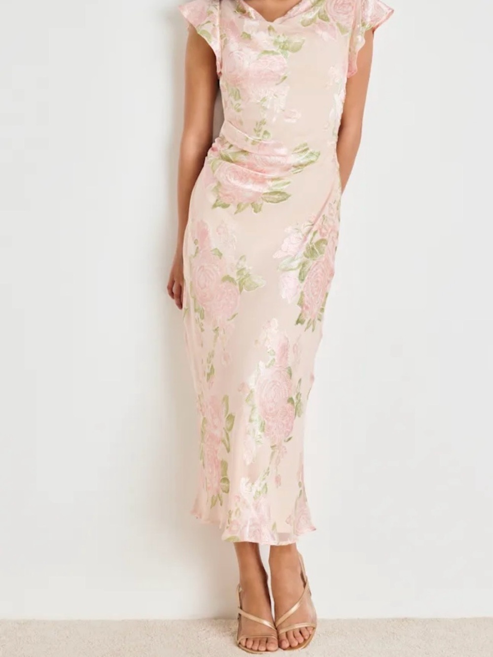 Lulus Johanna Blush Pink Floral Jacquard Midi Dress Size L